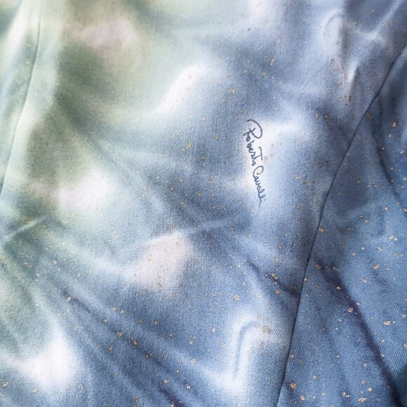 Roberto Cavalli Vintage SS2001 Collection Teal Gold Cupro Denim Blazer RARE - Picture 13 of 14